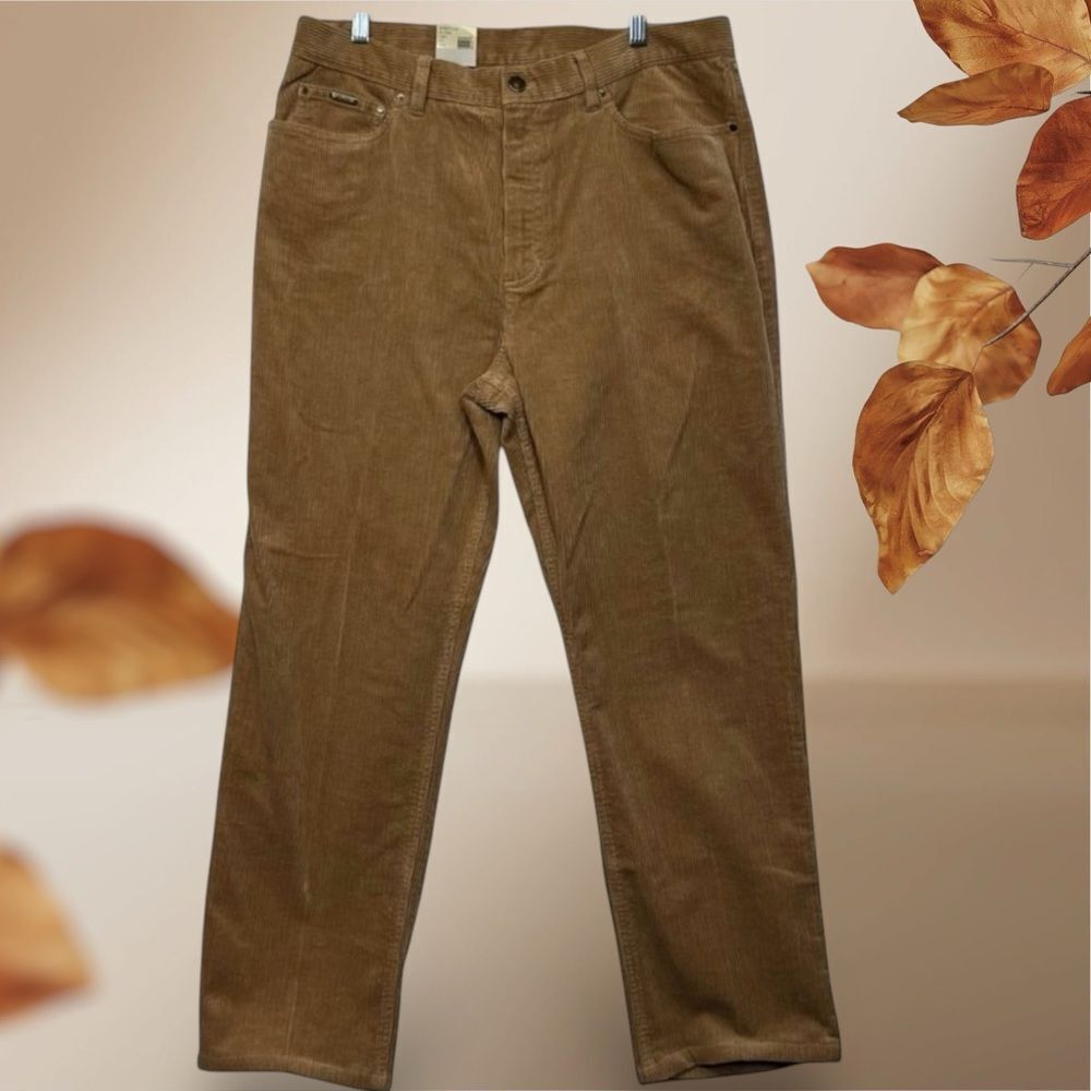 Vtg‎ NWT Green tag Ralph Lauren Women's Corduroy dipped front Pant Brown Size 14